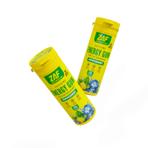 ZAF Caffeine Energy Gum, Peppermint, two tubes, 60mg caffeine per piece